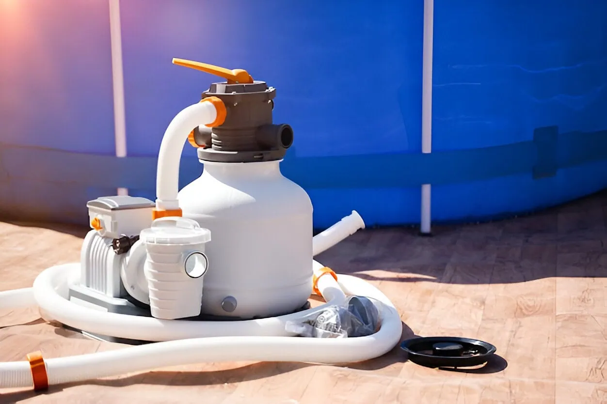 Pool water filtration system outdoor sand pump